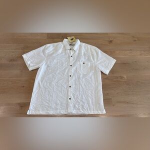 Joe Marlin men’s short sleeve button down lightweight tropical top ivory size 3X